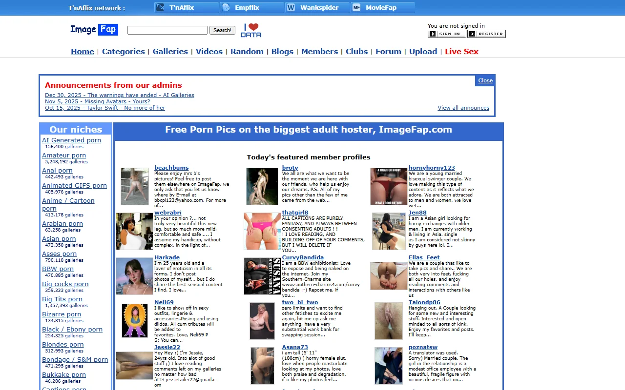 Screenshot of Imagefap